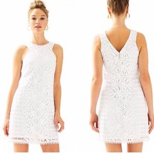 NWOT Lilly Pulitzer White Lace Mango Shift Dress in Leafy Palm Medium